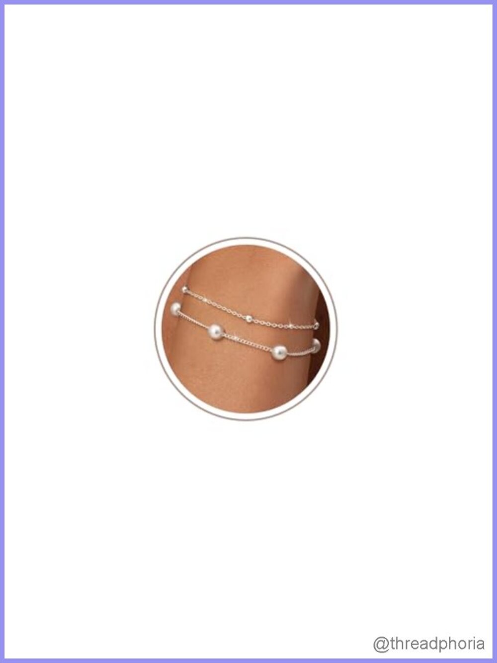 Dainty 2-Piece Silver Pearl Bracelet Set, Sterling Plated Hypoallergenic